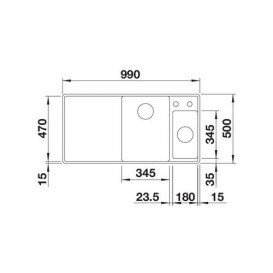 Мийка для кухні прямокутна BLANCO Axia III 6 S-F SILGRANIT® біла 523486