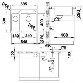 Мийка для кухні прямокутна Blanco Andano 340/180-IF-А нержавіюча сталь дзеркальна поліровка 522996