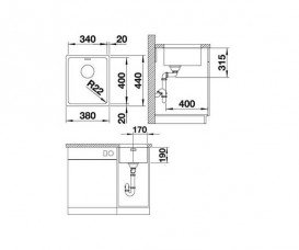 Мийка для кухні прямокутна Blanco Andano 340-IF нержавіюча сталь дзеркальна поліровка 522953