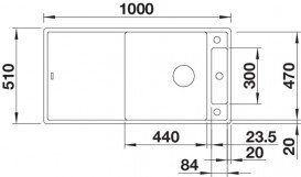 Мийка для кухні прямокутна BLANCO Axia III XL 6S SILGRANIT врізна з клапаном-автоматом жасмин 523505