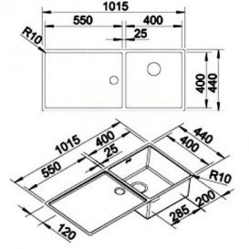 Мойка для кухни прямоугольная Blanco CLARON 400/550-Т-IF чаша слева  нержавеющая сталь  зеркальная полировка 521599