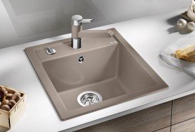 Мийка для кухні прямокутна BLANCO DALAGO 5 SILGRANIT врізна з клапаном-автоматом сірий беж 518528
