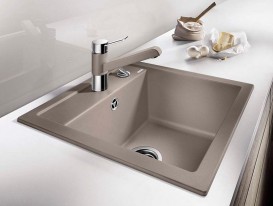 Мийка для кухні прямокутна BLANCO DALAGO 5 SILGRANIT врізна з клапаном-автоматом сірий беж 518528