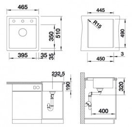 Мийка для кухні квадратна BLANCO Dalago 45 SILGRANIT® PuraDur® антрацит 517156