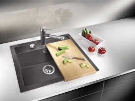 Мийка для кухні прямокутна BLANCO DALAGO 6 SILGRANIT врізна з клапаном-автоматом антрацит 514197