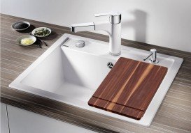 Мийка для кухні прямокутна BLANCO DALAGO 8 SILGRANIT врізна з клапаном-автоматом білий 516633