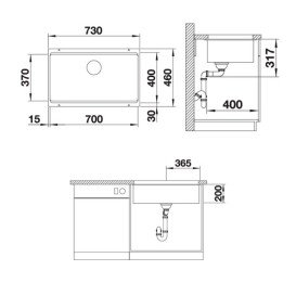 Мийка для кухні прямокутна Blanco ETAGON 700-U SILGRANIT PuraDur антрацит 527765