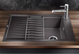 Мойка для кухни прямоугольная BLANCO ELON XL 6 S SILGRANIT врезная  с клапаном-автоматом  темная скала 524835