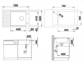 Мойка для кухни прямоугольная BLANCO ELON XL 6 S SILGRANIT врезная  с клапаном-автоматом  белый 524838