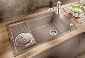 Мойка для кухни прямоугольная BLANCO ELON XL 6 S SILGRANIT врезная  с клапаном-автоматом  серый беж 524841