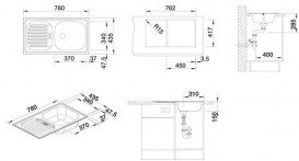 Мийка для кухні прямокутна Blanco Flex mini нержавіюча сталь декор 512032
