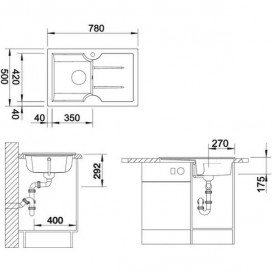 Мийка для кухні прямокутна BLANCO Idessa 45 S кераміка чорна 514499