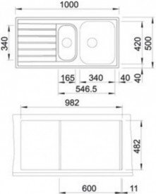 Мойка для кухни прямоугольная Blanco Livit 6 S нержавеющая сталь декор 514797