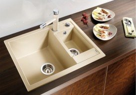 Мийка для кухні прямокутна BLANCO METRA 6 SILGRANIT врізна з клапаном-автоматом шампань 516159