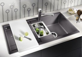 Мийка для кухні прямокутна BLANCO METRA 6 S SILGRANIT врізна з клапаном-автоматом алюметаллик 513045