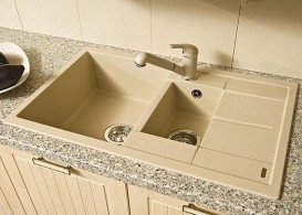 Мийка для кухні прямокутна BLANCO METRA 6 S SILGRANIT врізна з клапаном-автоматом шампань 513939