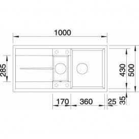 Мийка для кухні прямокутна BLANCO METRA 6 S SILGRANIT врізна з клапаном-автоматом кава 515045