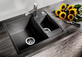 Мийка для кухні прямокутна BLANCO METRA 9 SILGRANIT врізна чаша зліва антрацит 513273