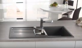 Мийка для кухні прямокутна Blanco METRA 6 S-F штучний граніт 2 чаші темна скеля 519118