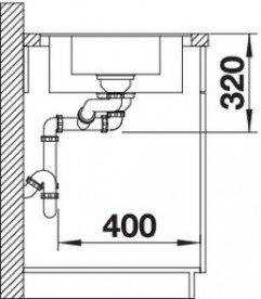 Мийка для кухні прямокутна Blanco METRA 6 F штучний граніт 2 чаші антрацит 519134