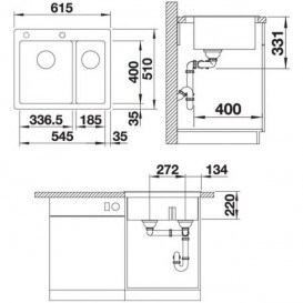 Мойка для кухни прямоугольная BLANCO PLEON 6 Split врезная  искусственный гранит  жасмин 521694