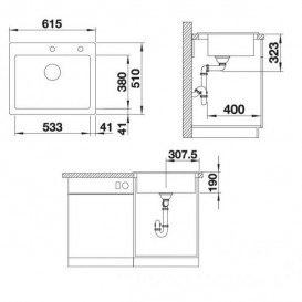 Мийка для кухні прямокутна BLANCO Palona 6 кераміка базальт 524737