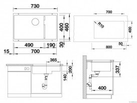 Мойка для кухни прямоугольная BLANCO SUBLINE 700-U Level SILGRANIT под столешницу  белый 523542