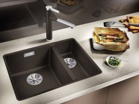 Мойка для кухни прямоугольная BLANCO SUBLINE 340/160-U SILGRANIT под столешницу  чаша слева  кофе 523557