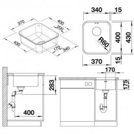 Мийка для кухні прямокутна Blanco Supra 340-U нержавіюча сталь полірована 518200