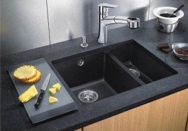 Мойка для кухни прямоугольная BLANCO SUBLINE 350/150-U керамика PuraPlus  под столешницу  черный 523747