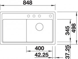 Мойка для кухни прямоугольная Blanco ZENAR 45 S-F SILGRANIT клапан-автомат  чаша справа  алюметаллик 523794