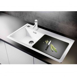 Мийка для кухні прямокутна Blanco ZENAR 45 S-F SILGRANIT клапан-автомат чаша справа билий 523795