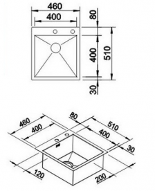 Мийка для кухні прямокутна Blanco ZEROX 400-IF / А нержавіюча сталь дзеркальна поліровка 521 629