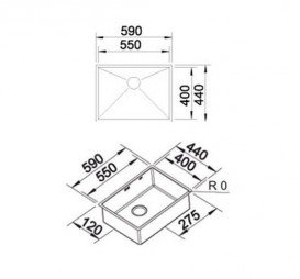Мийка для кухні прямокутна Blanco ZEROX 550-IF нержавіюча сталь дзеркальна поліровка 521590