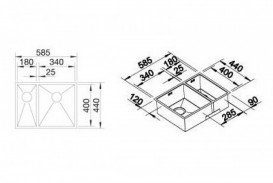 Мойка для кухни прямоугольная Blanco ZEROX 340/180-IF чаша справа нержавеющая сталь  зеркальная полировка 521612