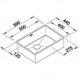 Мойка для кухни прямоугольная Blanco ZEROX 550-U нержавеющая сталь  зеркальная полировка 521591