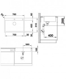 Мойка для кухни прямоугольная Blanco ZEROX 700-IF/A нержавеющая сталь Durinox® с отводной арматурой InFino® 523102