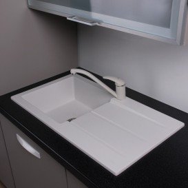 Мойка для кухни прямоугольная Буль-Буль Tennessee врезная Магранит белый 106080001