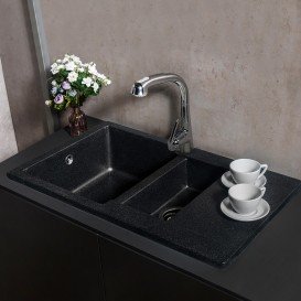 Мийка для кухні прямокутна Буль-Буль La Pas врізна Маграніт світло-чорний 110080004