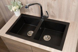 Мойка для кухни прямоугольная двойная Буль-Буль Westeros врезная Магранит светло-черный 111080004