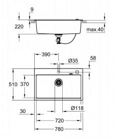 Мойка для кухни прямоугольная Grohe K700 80-C 78/51 1.0 композитная серый гранит 31652AT0