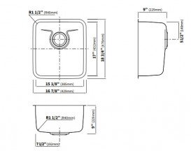 Мийка для кухні прямокутна Kraus Dex під стільницю нержавіюча сталь Radiant Pearl KD1US17B