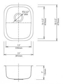 Мойка для кухни прямоугольная Kraus под столешницу нержавеющая сталь хром KBU16