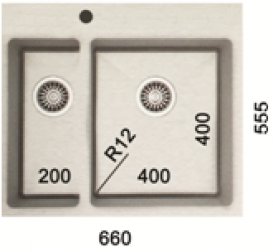 Мойка для кухни прямоугольная Kraus Rex накладная левая нержавеющая сталь KHT32L