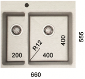 Мойка для кухни прямоугольная Kraus Rex накладная правая нержавеющая сталь KHT32R