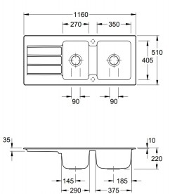 Мийка для кухні прямокутна Villeroy & Boch Architectura 80 біла 338001R1