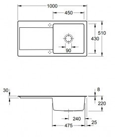 Мойка для кухни прямоугольная Villeroy & Boch Siluet 60 графит 333602i4