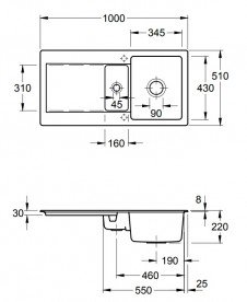 Мойка для кухни прямоугольная Villeroy & Boch Siluet 60 R графит 333702i4