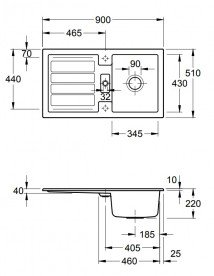 Мийка для кухні прямокутна Villeroy & Boch Flavia 50 кремовий 330501KR