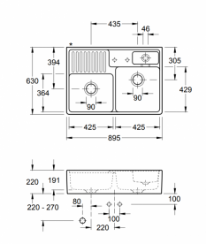 Мойка для кухни с двумя чашами Villeroy & Boch Double-bowl sink 632391R1